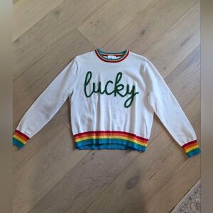 Queen Of Sparkles Brand Lucky Sweater with Rainbow Trim